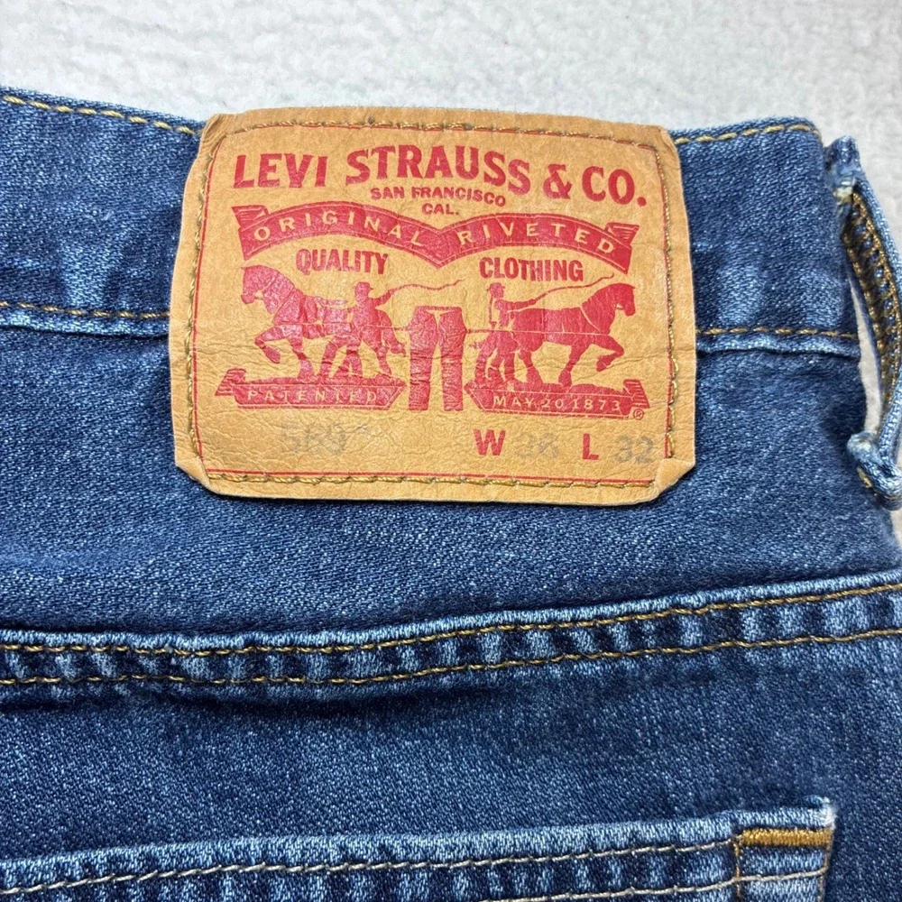 Levis‎ 569 Loose Straight Jeans Men 36x32 Blue Faded Skater Baggy Whiskered